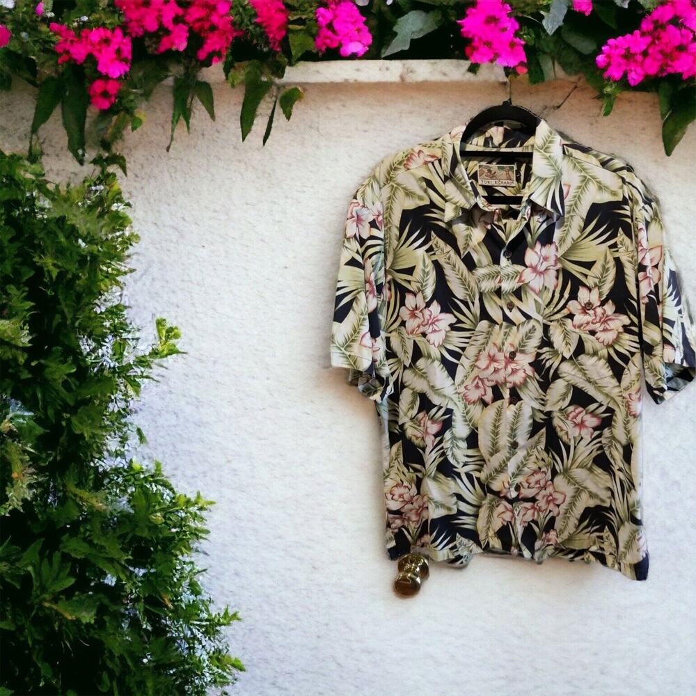 Vintage Single Stitch Tori Richard Tropical Aloha Floral Cotton Shirt Size Large
